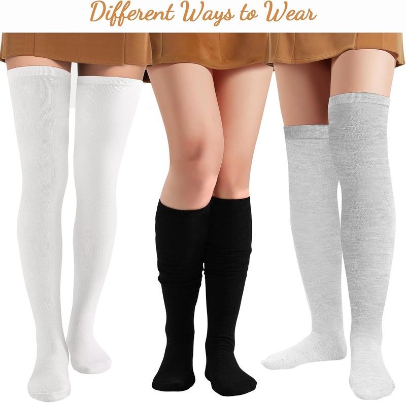 Pleneal Thigh High Socks - 1/2 Pairs Womens Thigh High Over Knee Boot Socks Leg Warmers - Image 2